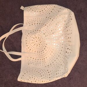 COPY - BATH & BODY WORKS Blush Pink & Gold Mosiac Zippered Large Tote Bag